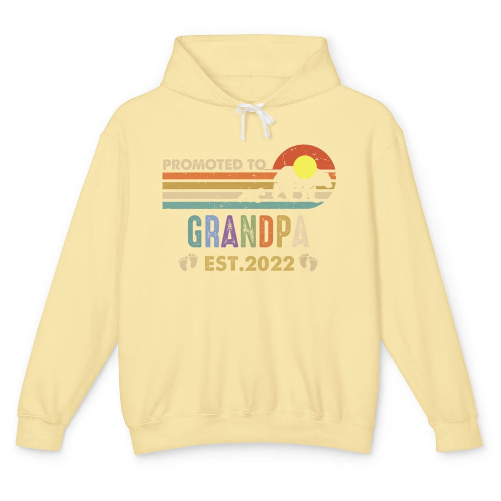 Retro Bear Sunset Promoted To Grandpa Est 2022 Grandpa Gift Unisex Lightweight Hoodie