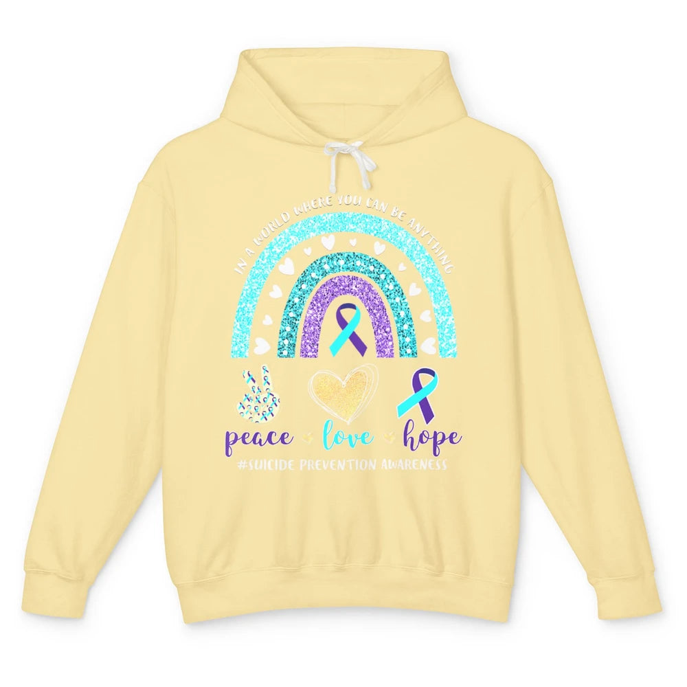 Peace Hope Love Rainbow Suicide Prevention Awareness Month Unisex Lightweight Hoodie