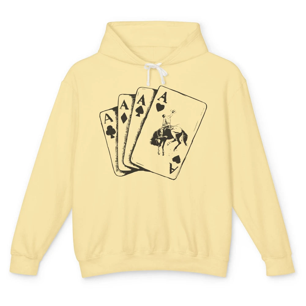Punchy Cowboy Hold Your Horses Cards Western Country Rodeo Unisex Lightweight Hoodie