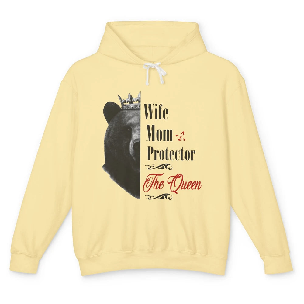 Mommy Queen Bear Wife Mom Protector Queen Mothers Day Gift Unisex Lightweight Hoodie