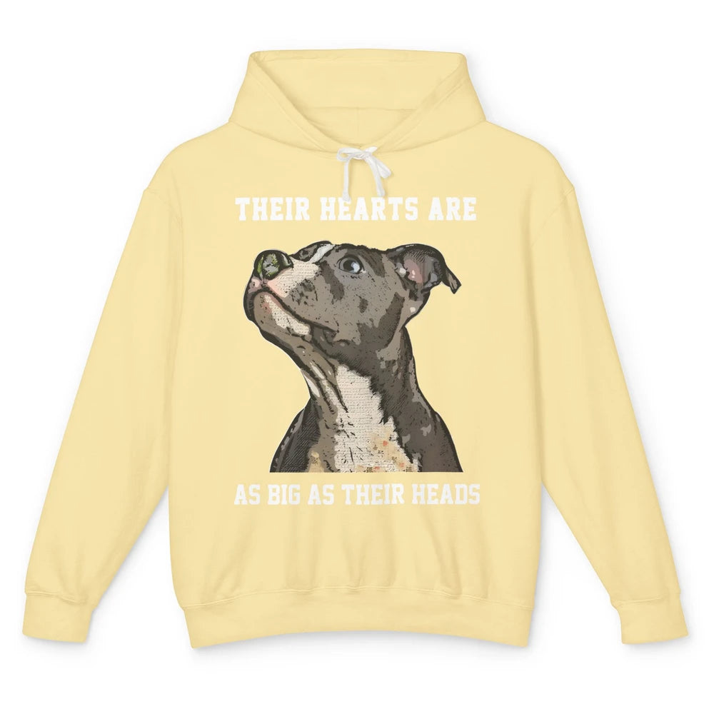 Pitbull Hearts Are As Big As Their Heads Pittie Mom Dad Unisex Lightweight Hoodie