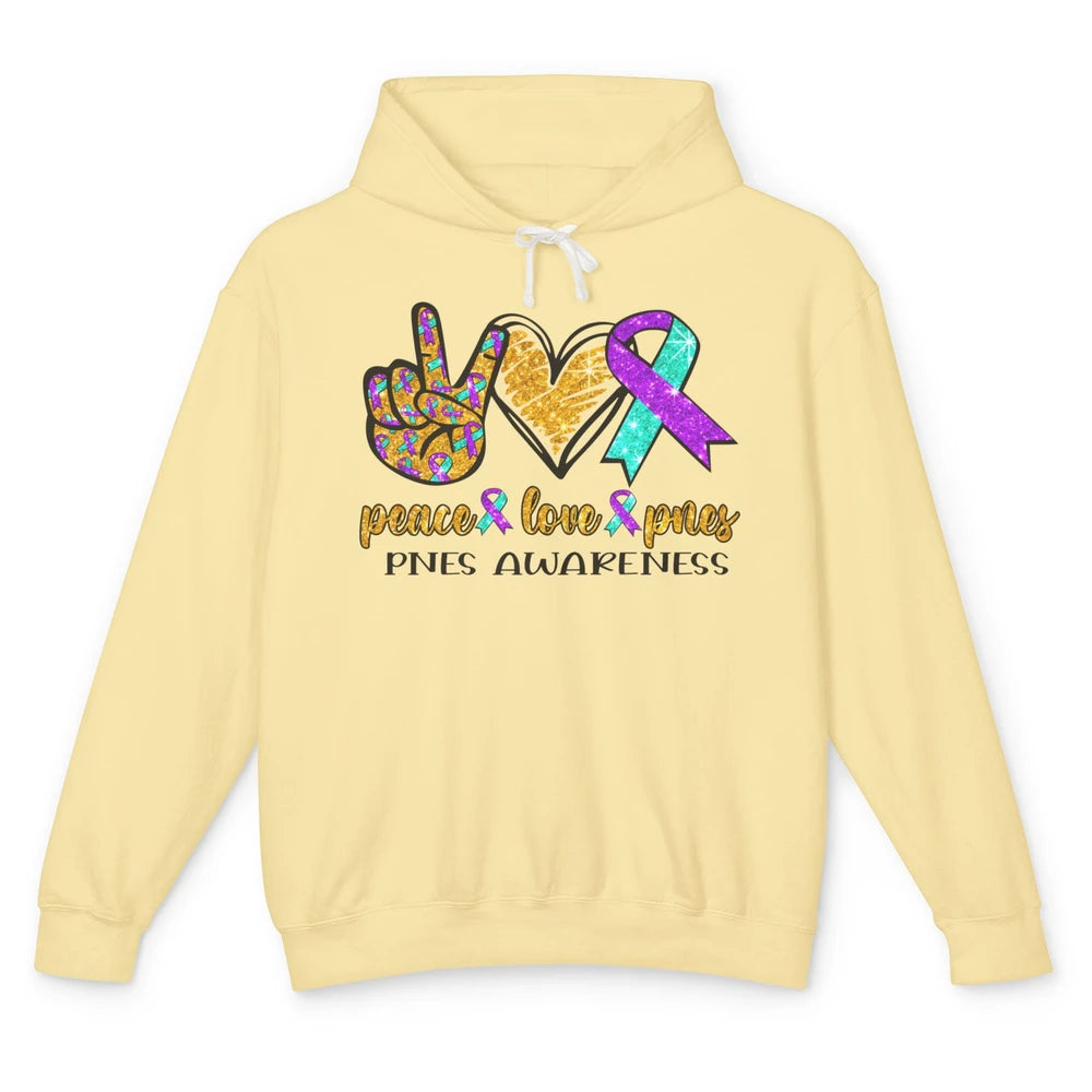 Psychogenic Non-epileptic Seizures Peace Love PNES Ribbon Unisex Lightweight Hoodie
