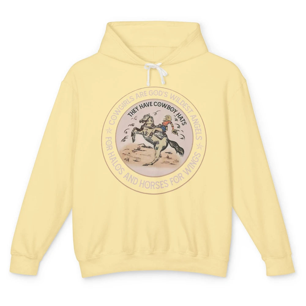 Retro Cowgirls Are God's Wildest Angel Western Country Rodeo Unisex Lightweight Hoodie