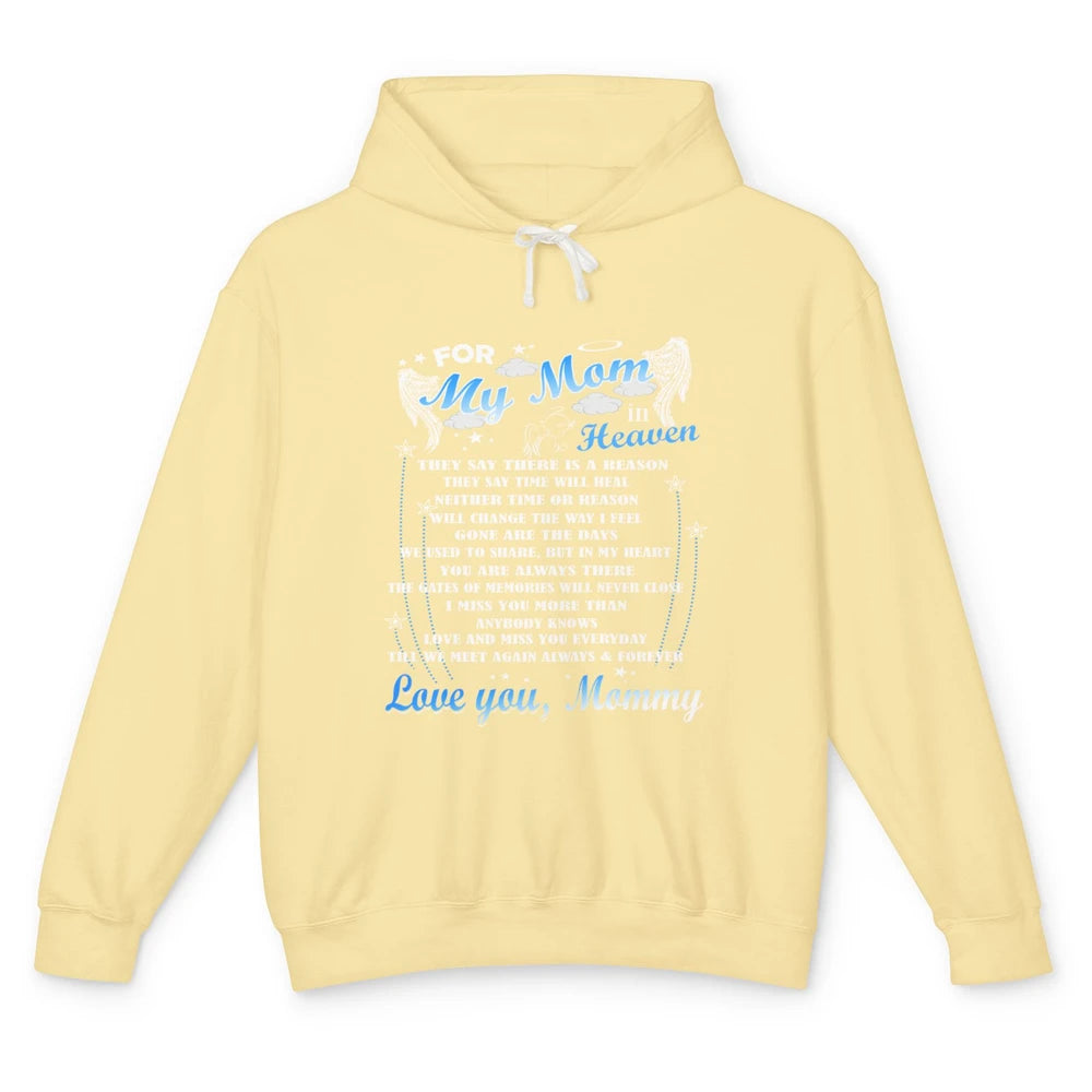 My Mom In Heaven Angel Wings Mother In Memories My Guardian Unisex Lightweight Hoodie