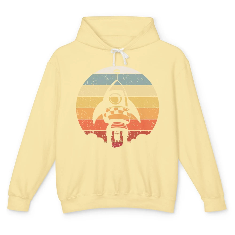 Retro Astronaut Spaceship Spacecraft Spaceman Rocket Launch Unisex Lightweight Hoodie