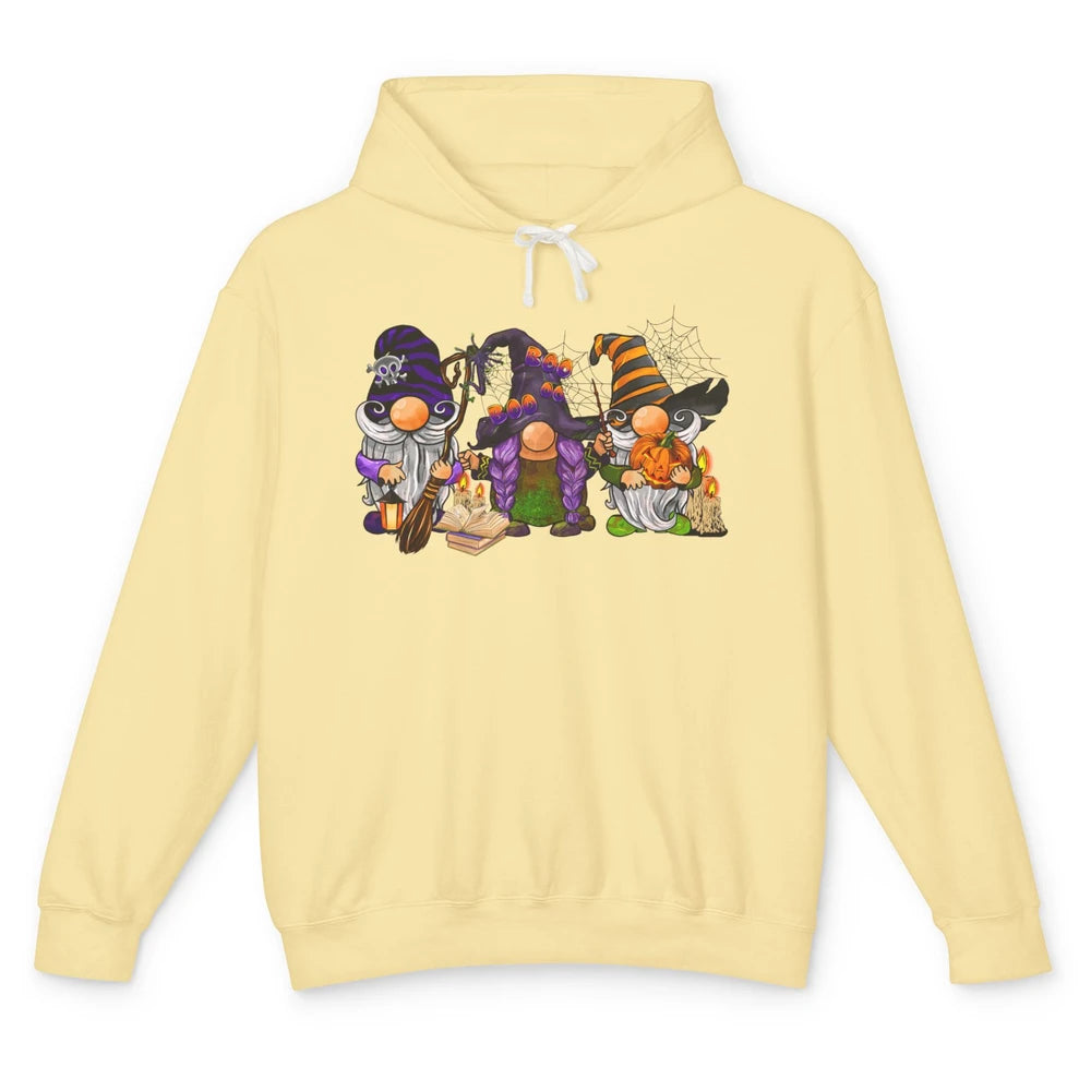 Retro Gnomes Witch Halloween Witchy Gnomies Horror Hallows Unisex Lightweight Hoodie