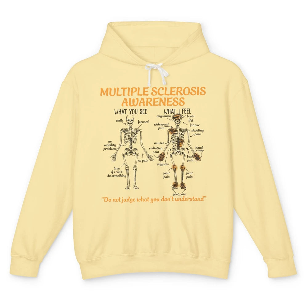 Multiple Sclerosis Awareness Skeleton What You See I Feel Unisex Lightweight Hoodie