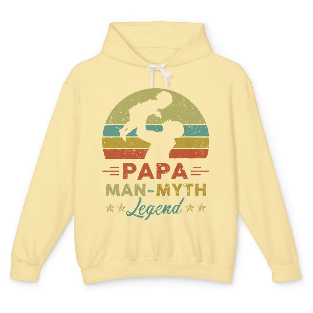 Papa Man Myth Legend Fathers Day Vintage Unisex Lightweight Hoodie