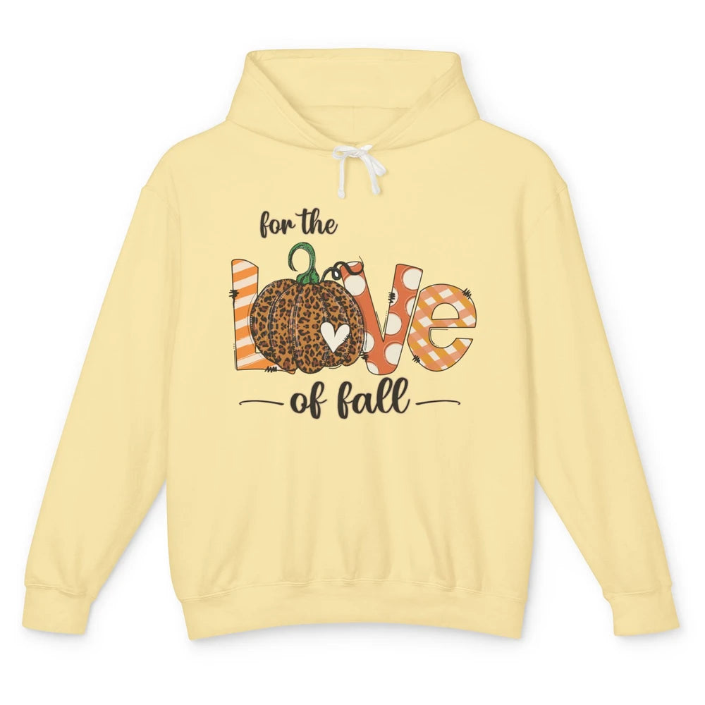 Retro Love Fall Y'All Leopard Pumpkin Heart Halloween Fall Unisex Lightweight Hoodie