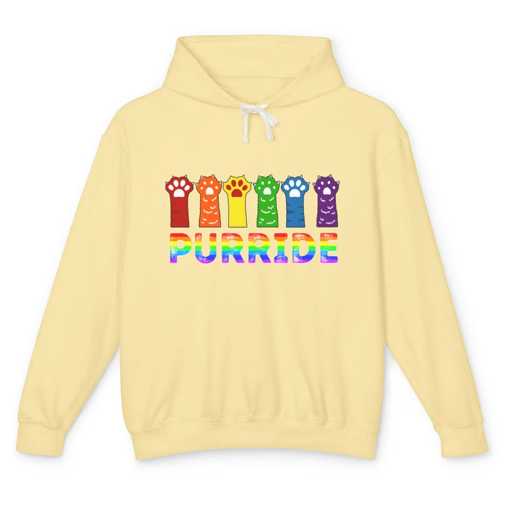 Purride Funny Cat Lover LGBT Pride Awareness Gift LGBT Month Unisex Lightweight Hoodie