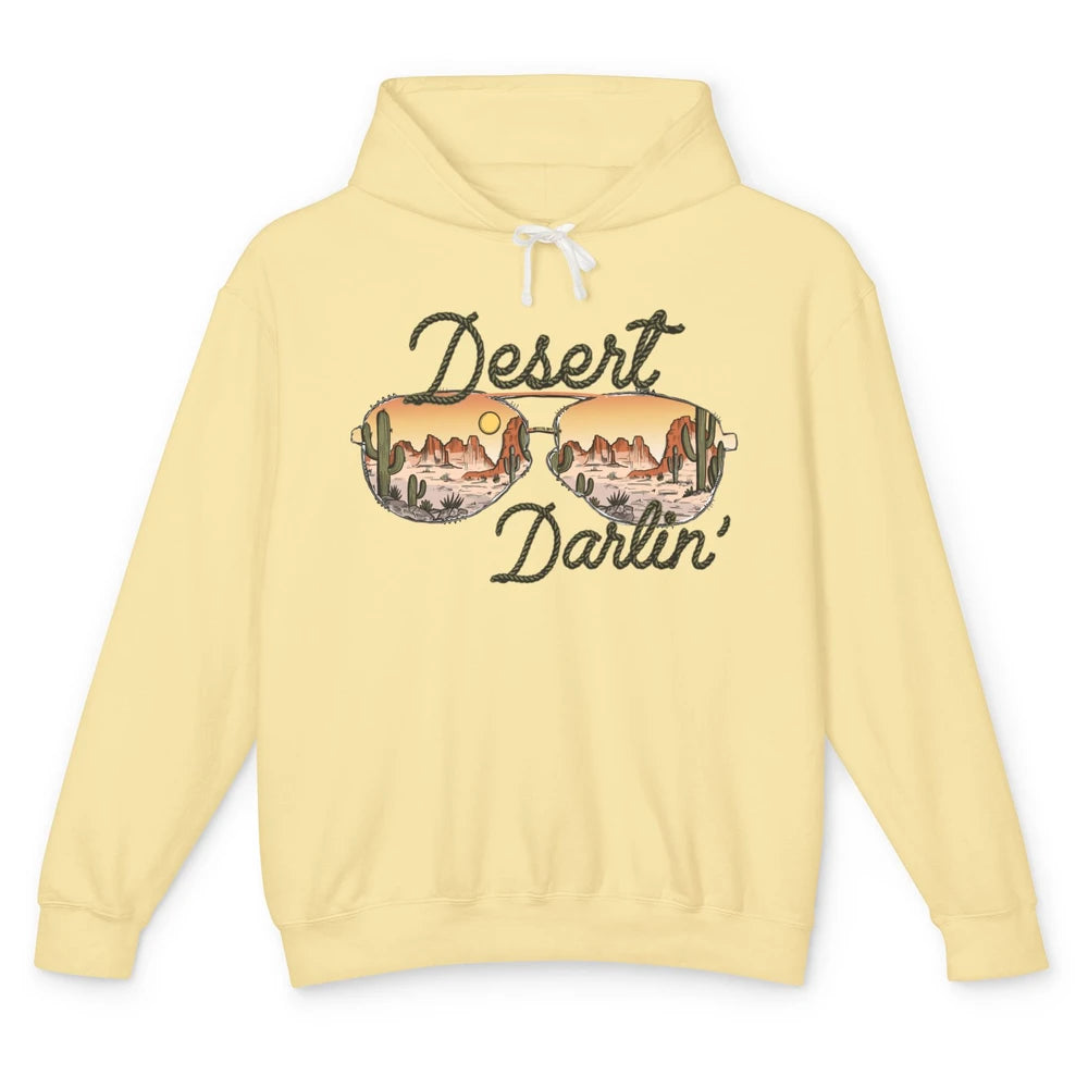 Retro Desert Darling Cactus Glasses Western Country Cowboy Unisex Lightweight Hoodie