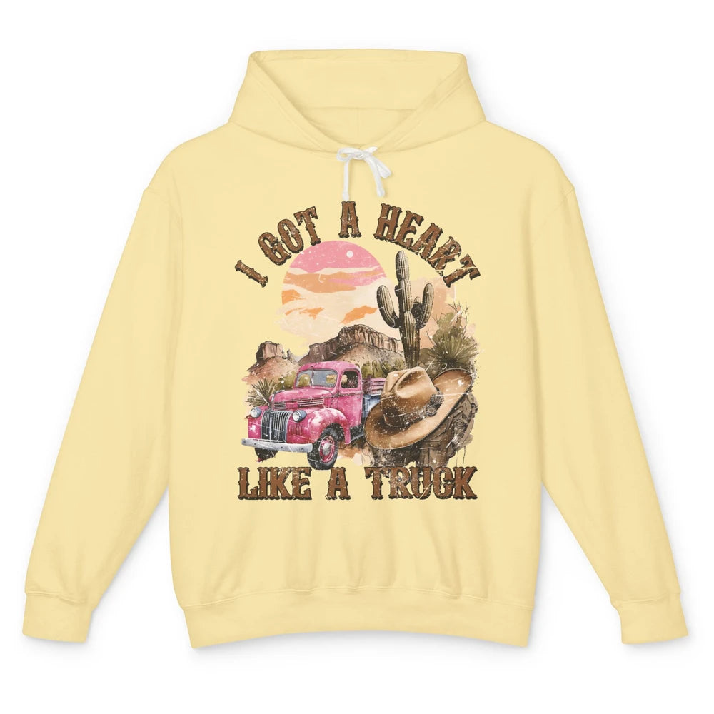 Retro Desert I Got A Heart Like A Truck Western Country Girl Unisex Lightweight Hoodie