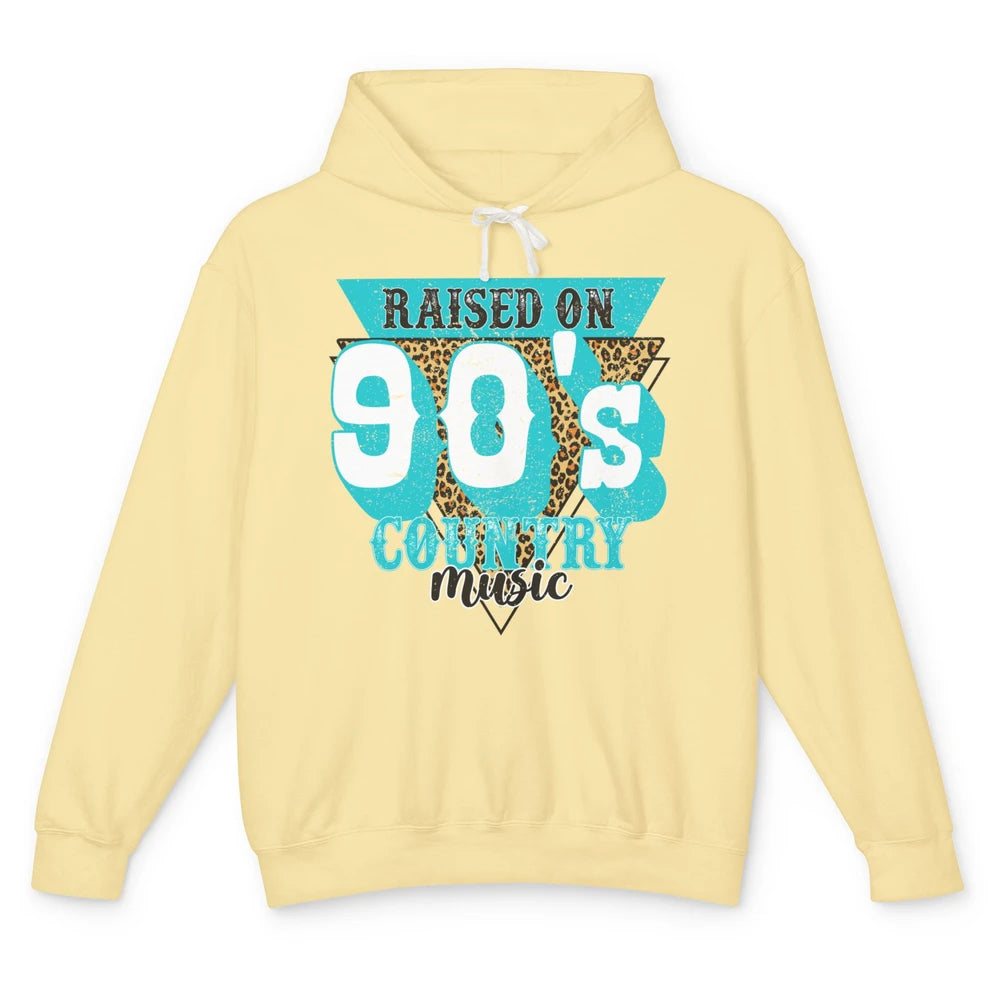Retro Leopard Raised On 90s Country Music Western Cowgirl Unisex Lightweight Hoodie