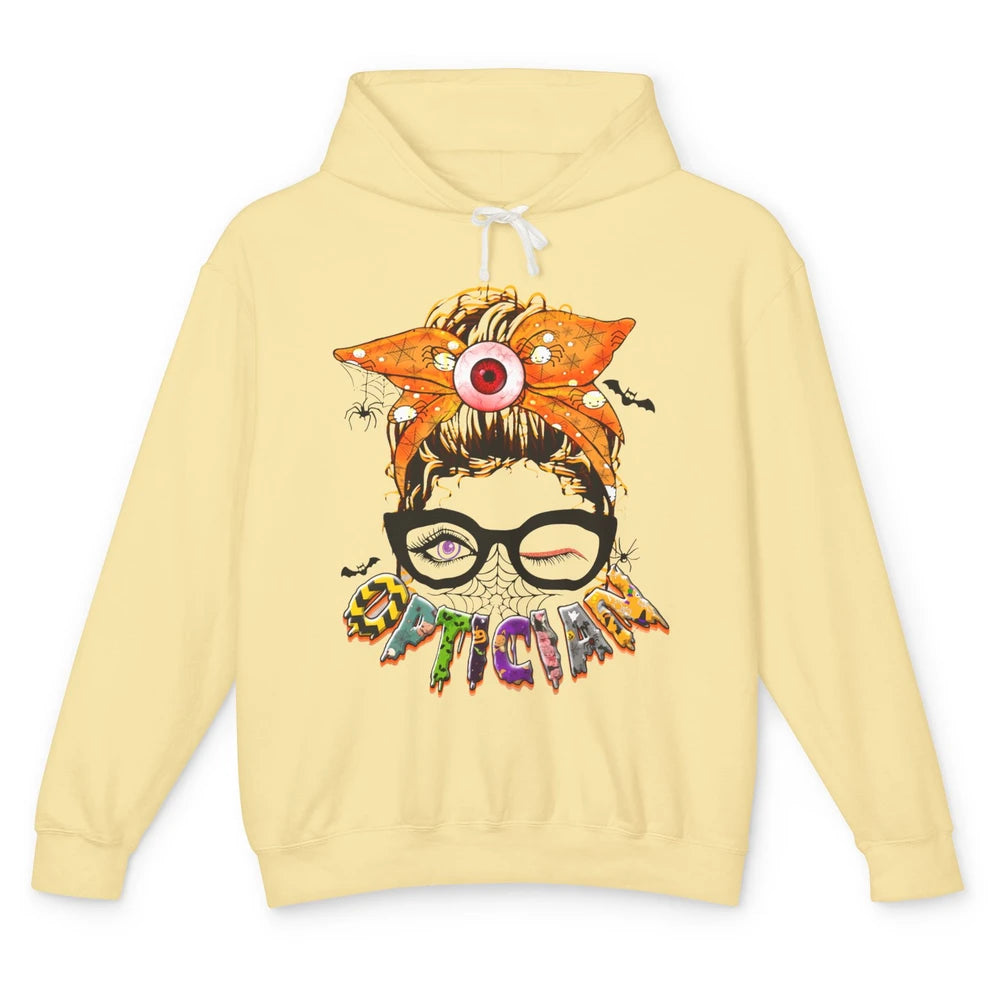 Optician Halloween Women Messy Bun Optometrist Ophthalmic Unisex Lightweight Hoodie