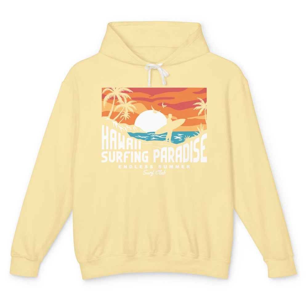 Retro Hawaii Palms Surfing Paradise Surf Club Endless Summer Unisex Lightweight Hoodie
