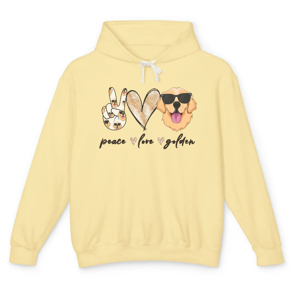 Peace Love Golden Dog Lover Golden Retriever Dad Mom Gift Unisex Lightweight Hoodie