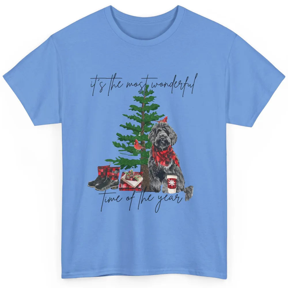 Black Golden Labradoodle Christmas Tree Most Wonderful Time Classic Unisex T-Shirt