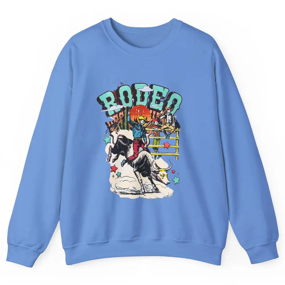Retro Cowboy Horsing Rodeo Dad Bull Racing Western Country Unisex Crewneck Sweatshirt