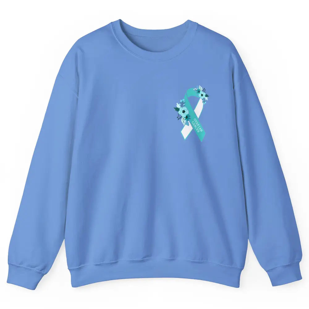 Ovarian Cancer Awareness Support Turquoise Ribbon Pocket Sz Unisex Crewneck Sweatshirt