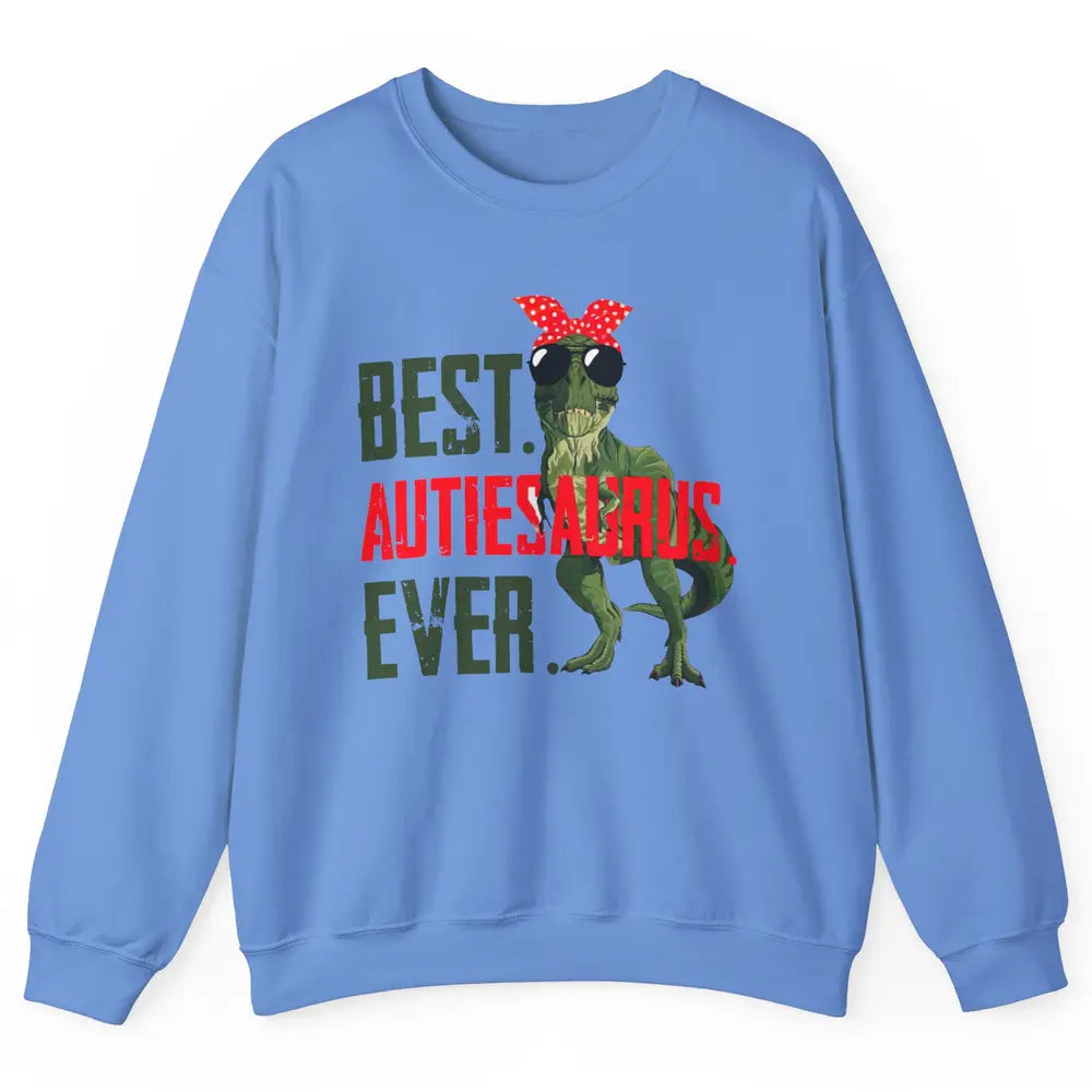 Retro Funny T Rex Best Auntiesaurus Ever Dinosaur Aunt Gift Unisex Crewneck Sweatshirt