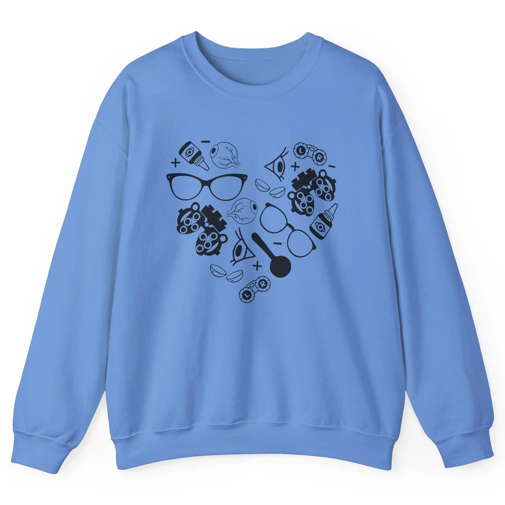 Optometry Ophthalmic Technician Symbols Heart Optician Life Unisex Crewneck Sweatshirt