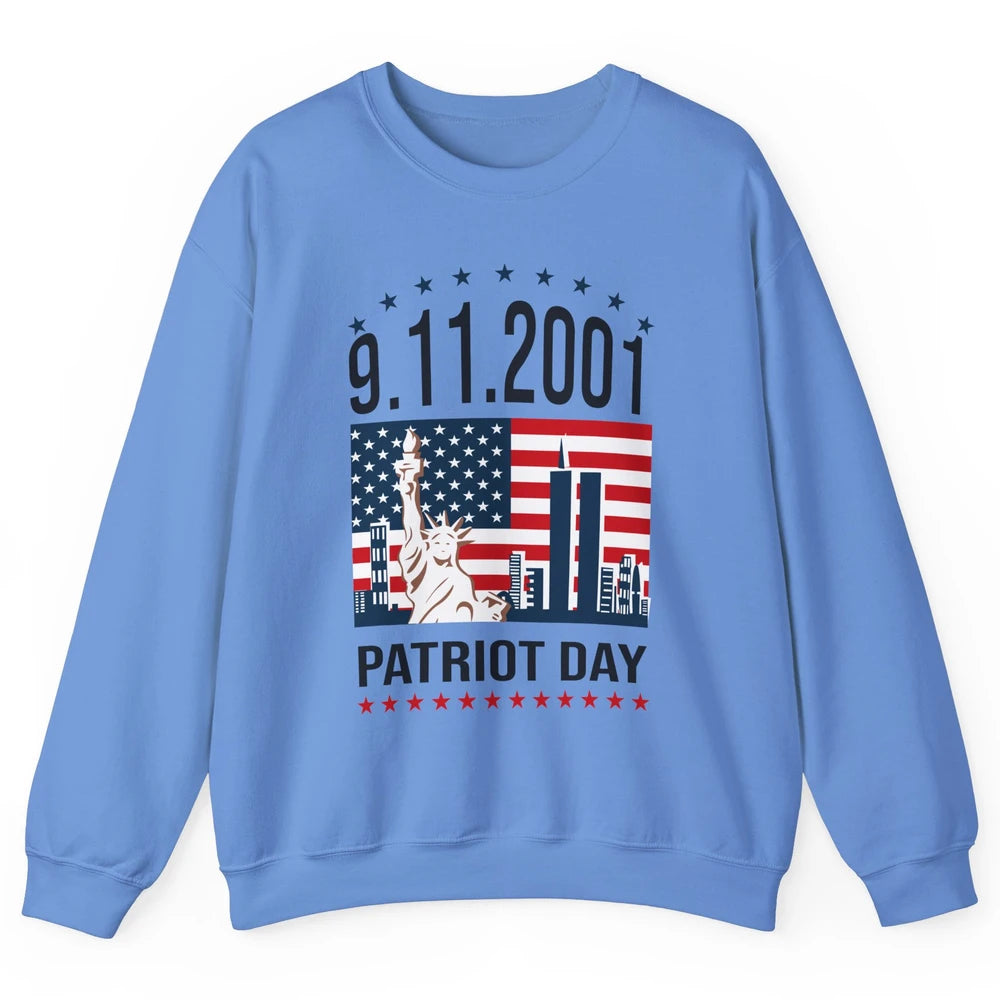 Never Forget 9-11-2001 American Flag Patriotic Memorial Day Unisex Crewneck Sweatshirt