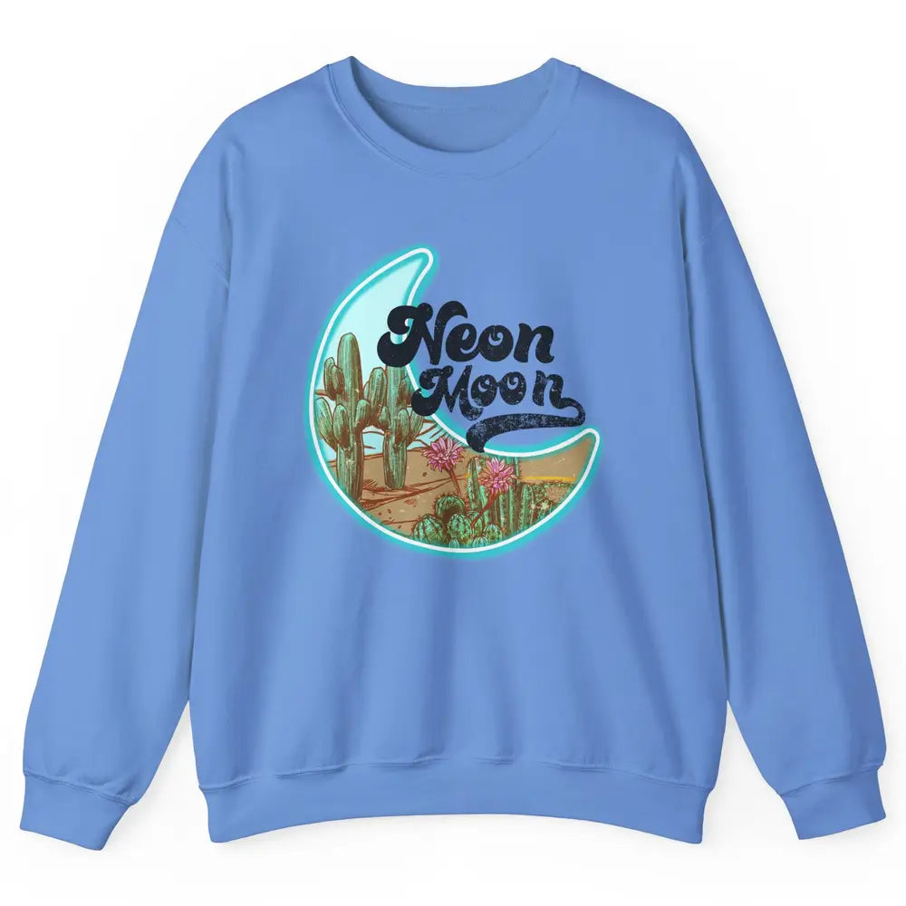 Neon Moon Cactus Flower Desert Western Cowboy Rodeo Vintage Unisex Crewneck Sweatshirt