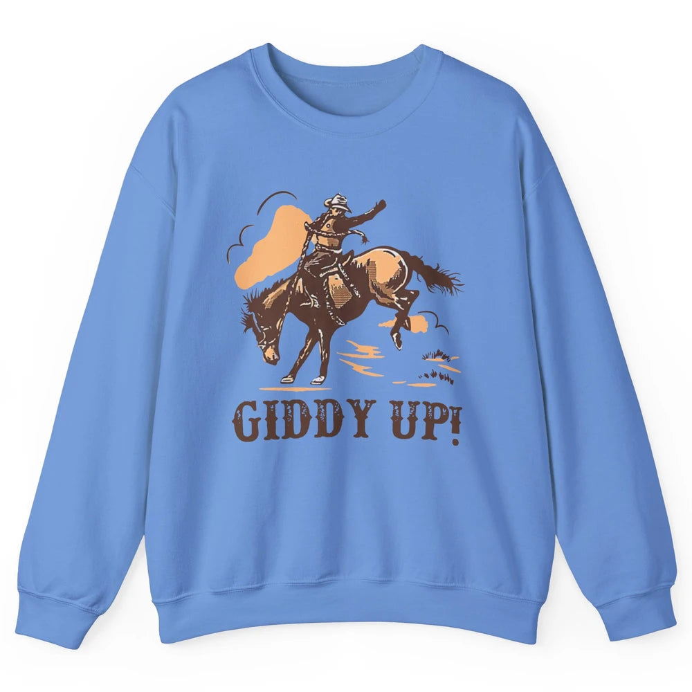 Retro Cowboy Rodeo Giddy Up Hold Your Horses Western Country Unisex Crewneck Sweatshirt