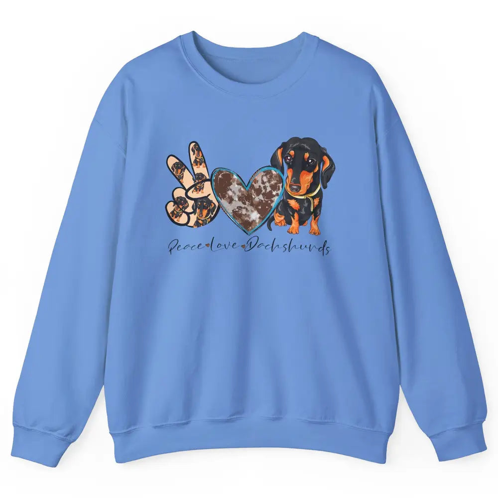 Peace Love Dachshund Dog Mom Dachshund Lovers Wiener Mom Unisex Crewneck Sweatshirt