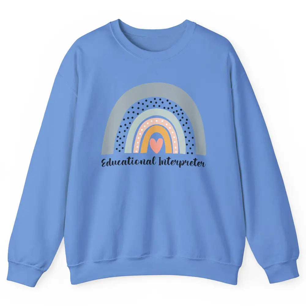 Retro Boho Rainbow Educational Interpreter Back To School Unisex Crewneck Sweatshirt