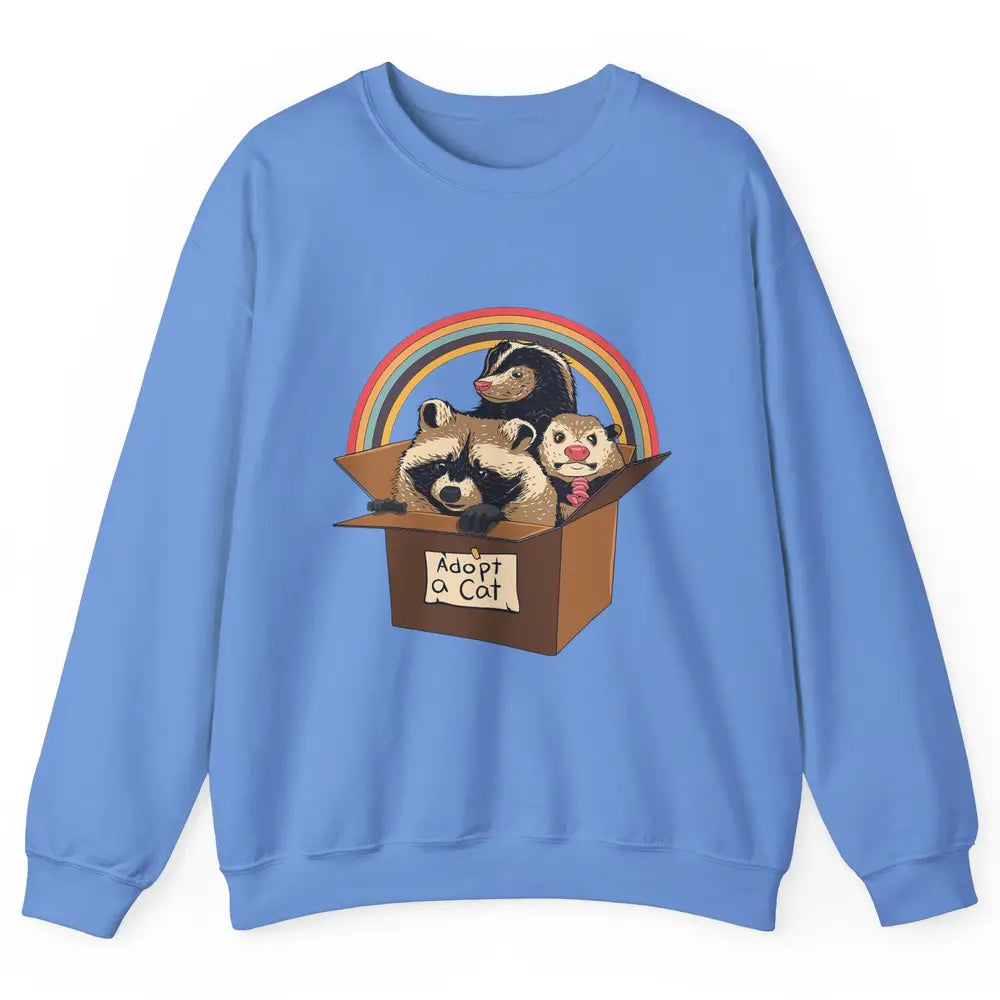 Retro Adopt A Cat Raccoon Panda Skunk Possum Adoption Street Unisex Crewneck Sweatshirt
