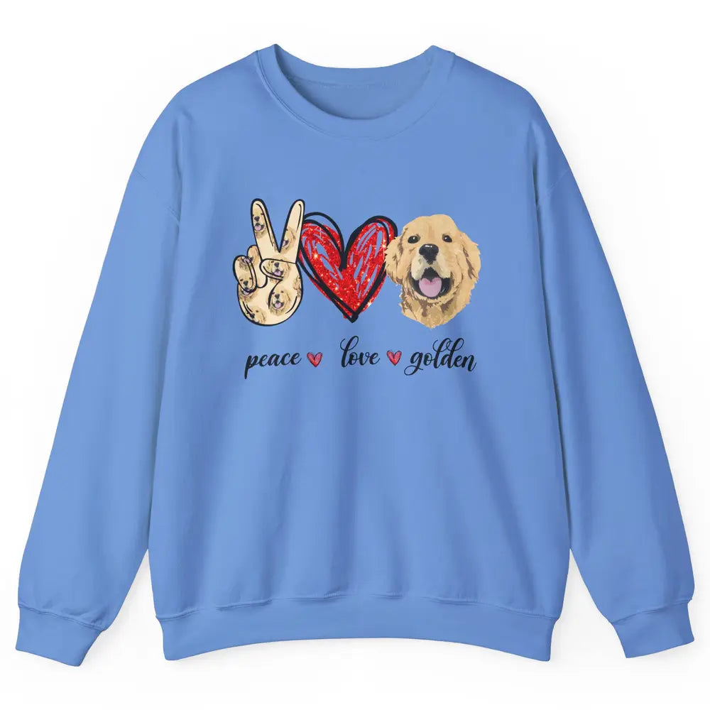 Peace Love Golden Dog Lover Golden Retriever Dad Mom Gift Unisex Crewneck Sweatshirt