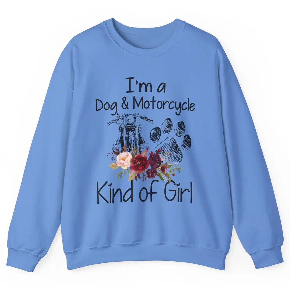Retro Floral Motorbike I'm Dog Motorcycle Kinda Girl Dog Mom Unisex Crewneck Sweatshirt