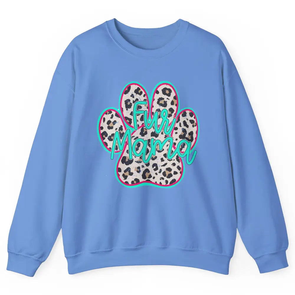 Retro Leopard Fur Mama Dog Paws Dog Mama Western Dog Mama Unisex Crewneck Sweatshirt