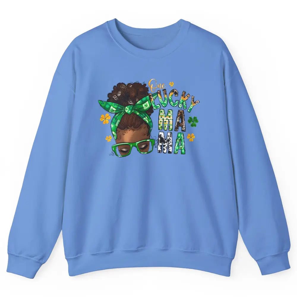 One Lucky Mama Afro Mom St Patrick's Day Black Mother Gift Unisex Crewneck Sweatshirt
