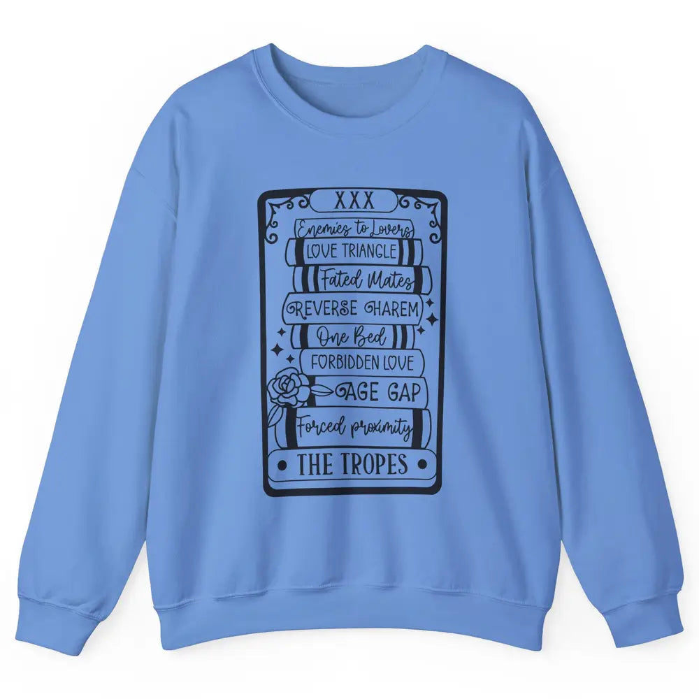 Retro Book Tropes The Tropes Tarot Card Halloween Readers Unisex Crewneck Sweatshirt