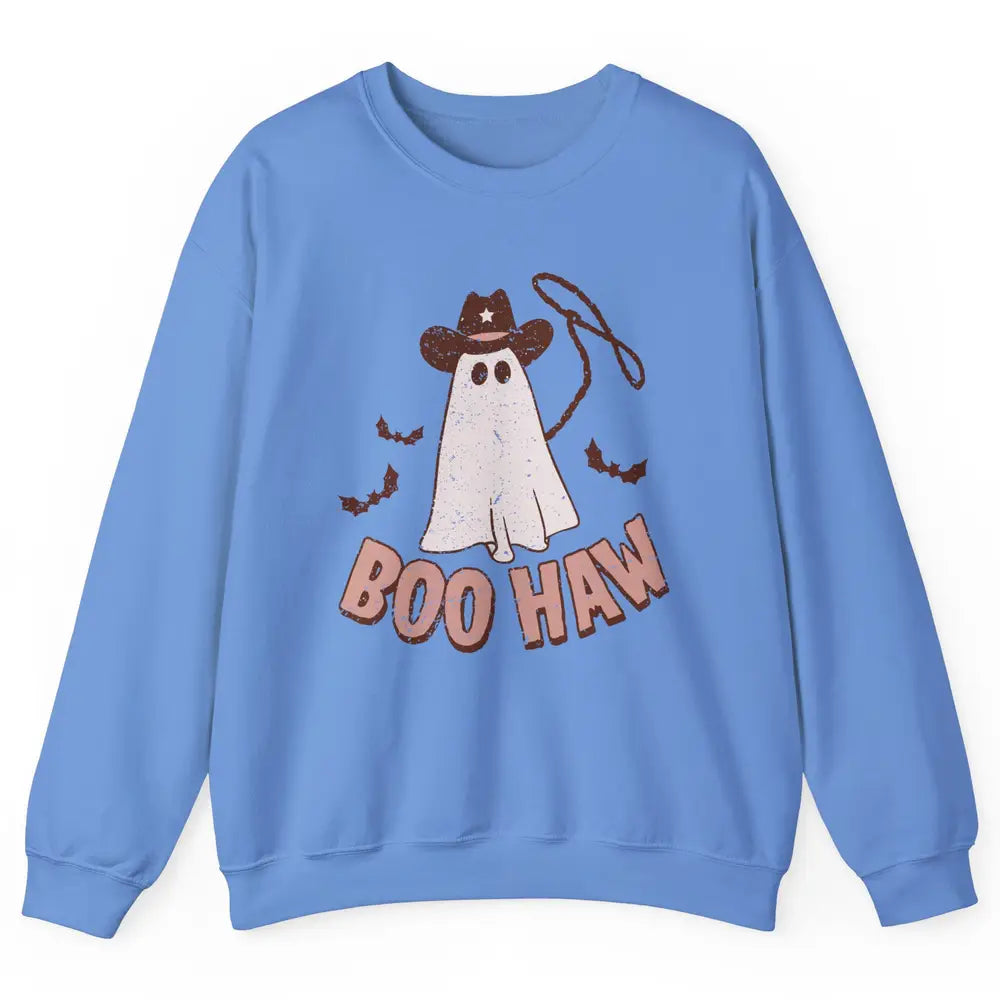 Retro Cowboo Boo Haw Ghost Fall Spooky Season Western Cowboy Unisex Crewneck Sweatshirt