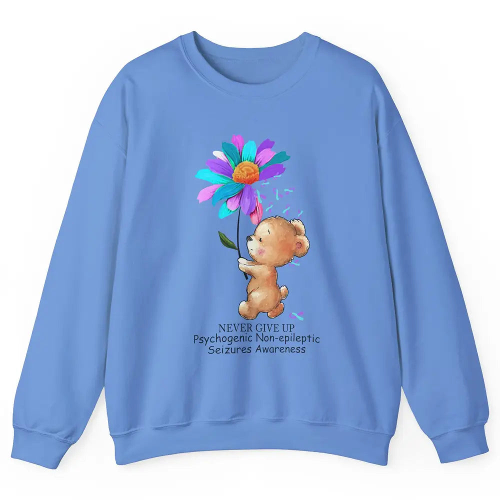 PNES Awareness Purple Teal Ribbon Sunflower Baby Elephant Unisex Crewneck Sweatshirt