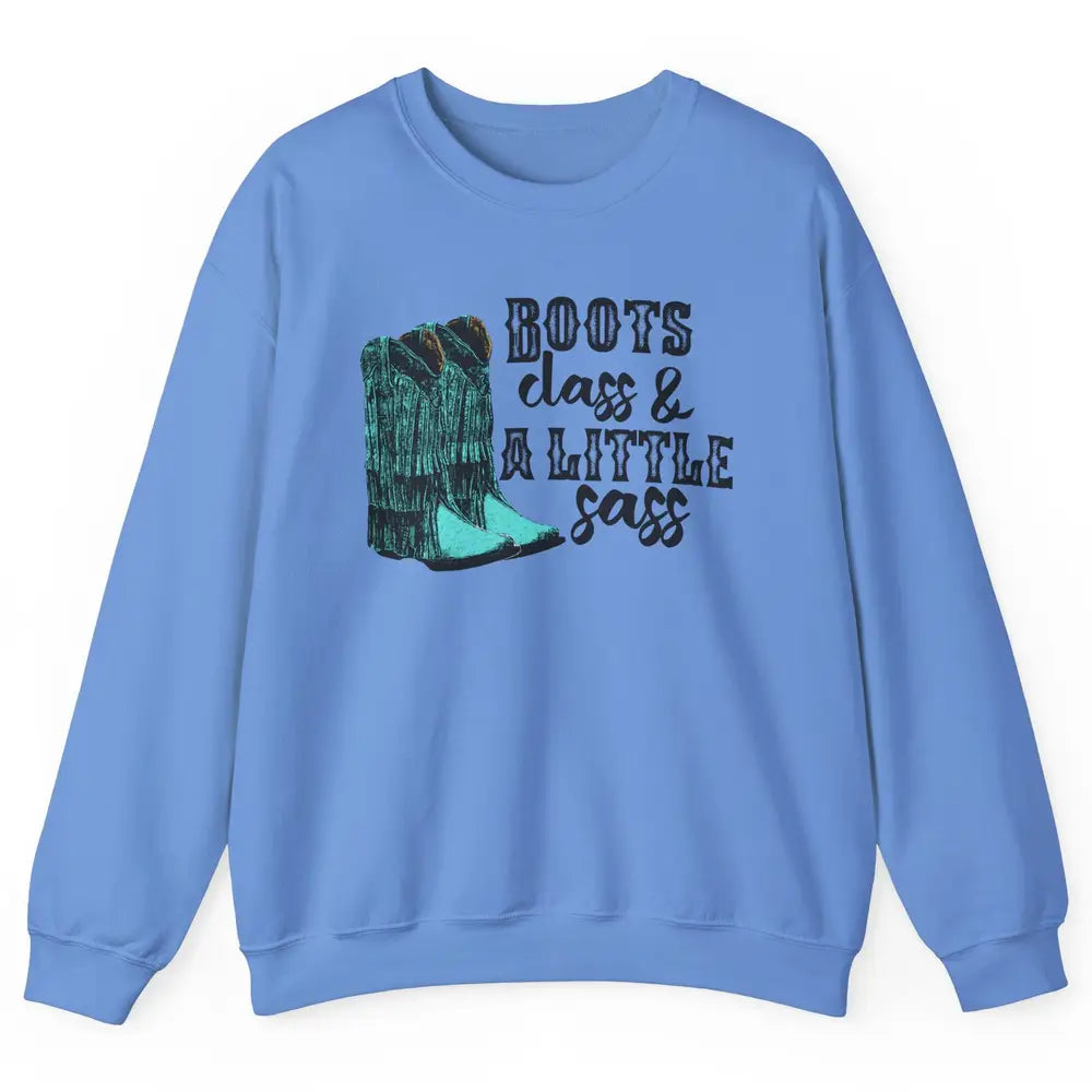 Retro Cowgirl Boots Class Little Sass Cowboy Western Country Unisex Crewneck Sweatshirt