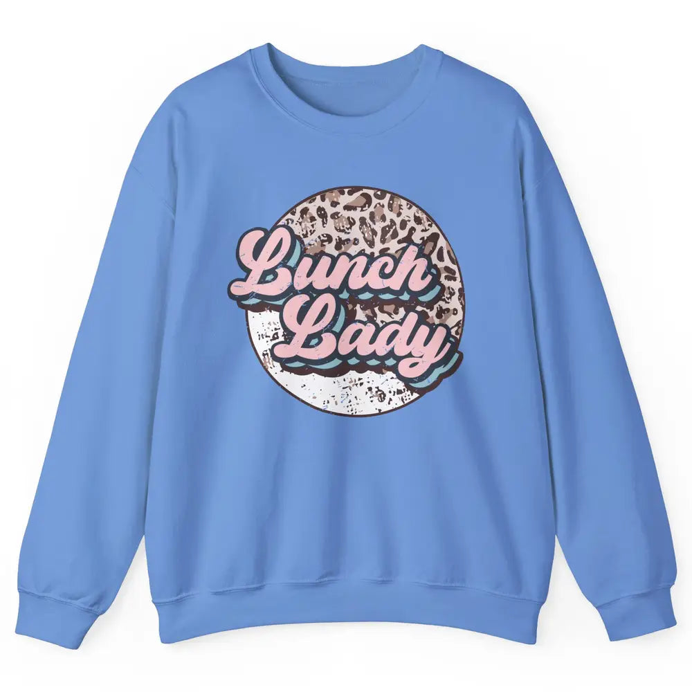 Retro Leopard Lunch Lady Cafeteria Life Lunch Lady Halloween Unisex Crewneck Sweatshirt