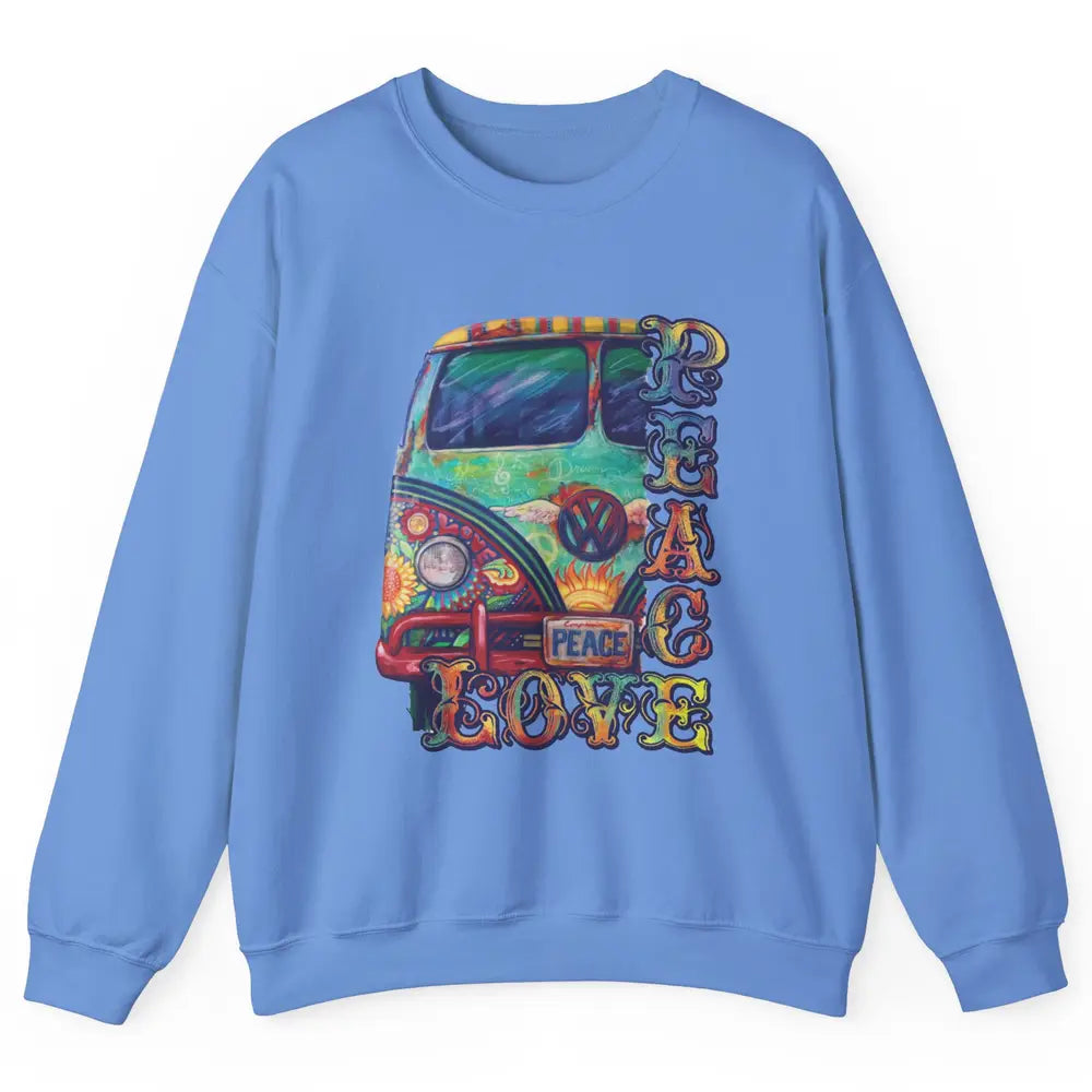 Peace And Love Hippie Van Peacemobile Vintage Gift Camping Unisex Crewneck Sweatshirt