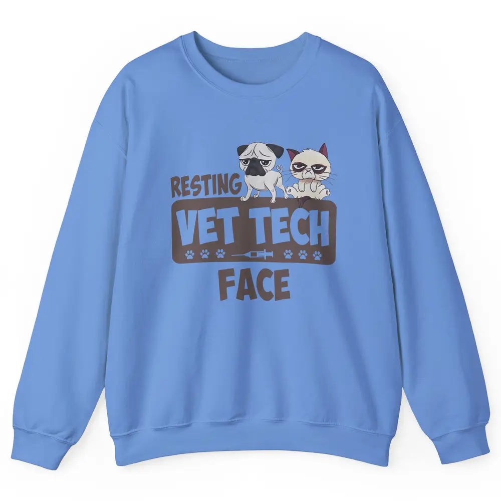 Resting Vet Tech Animal Face Nurse Veterinarian Dog Cat Paw Unisex Crewneck Sweatshirt