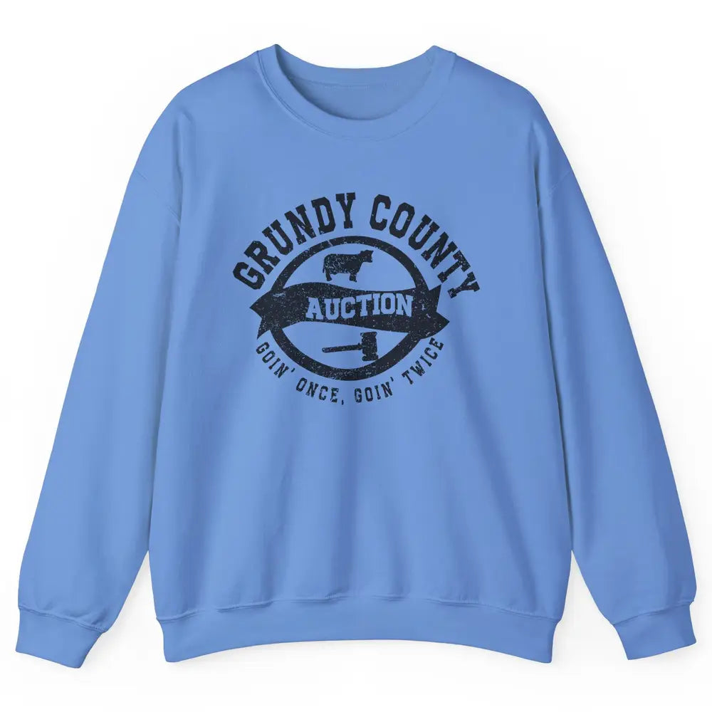 Retro Bull Skull Grundy County Auction Western Country Farm Unisex Crewneck Sweatshirt