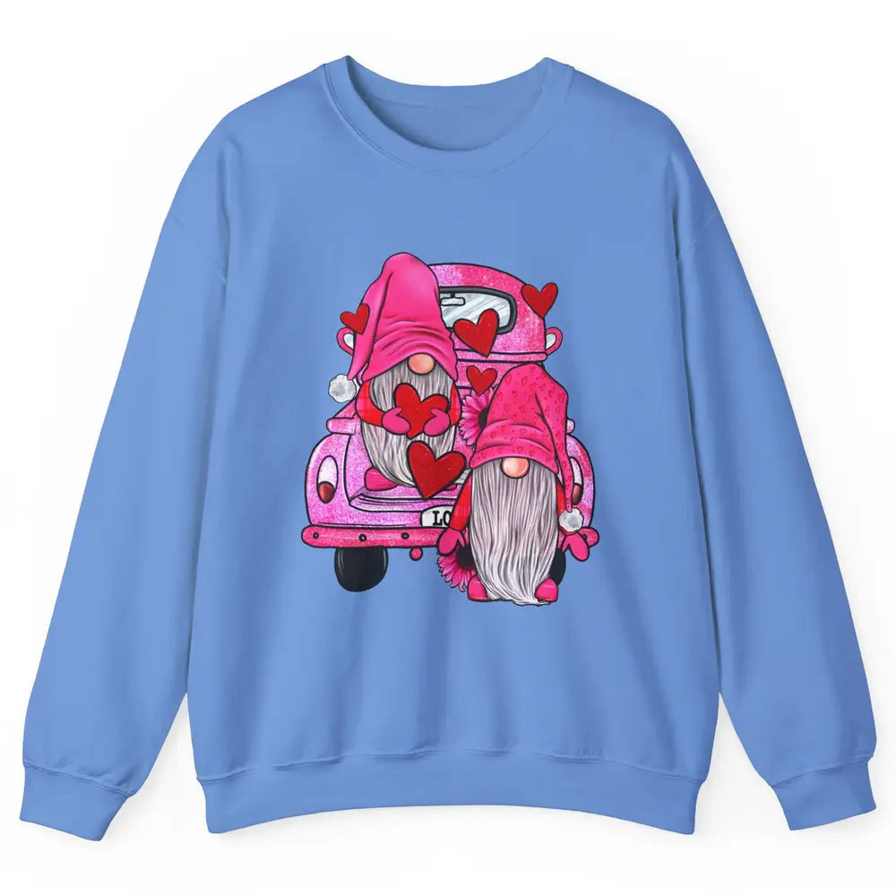 Pink Gnomes Truck Valentines Loads Of Love Western Valentine Unisex Crewneck Sweatshirt