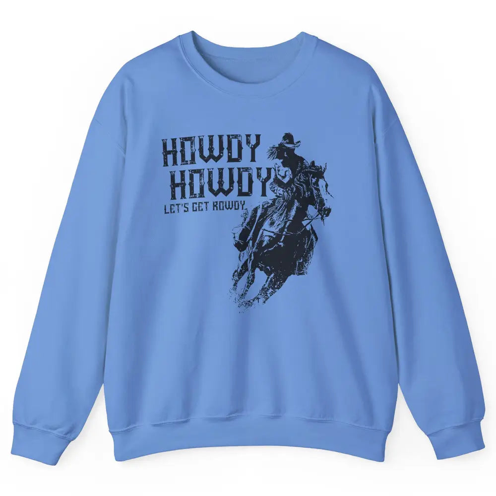 Retro Howdy Cowboy Rodeo Riding Horse Western Country Men Unisex Crewneck Sweatshirt
