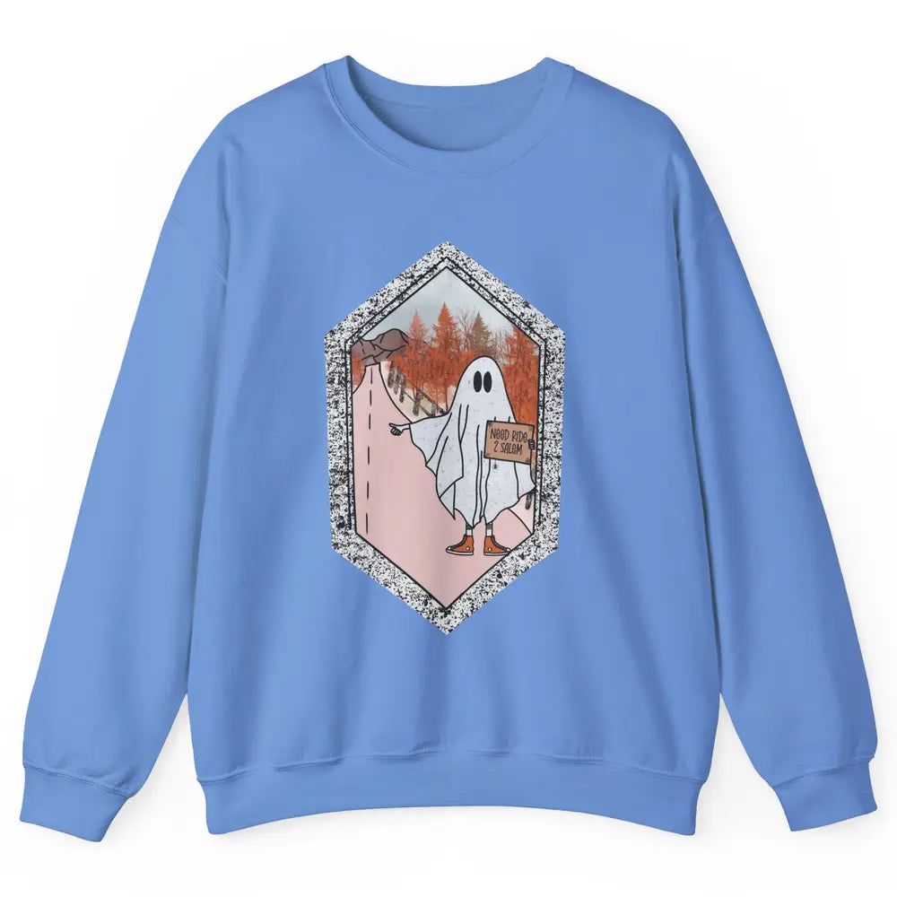 Funny Ghost Need Ride To Salem Witch Halloween Costume Unisex Crewneck Sweatshirt