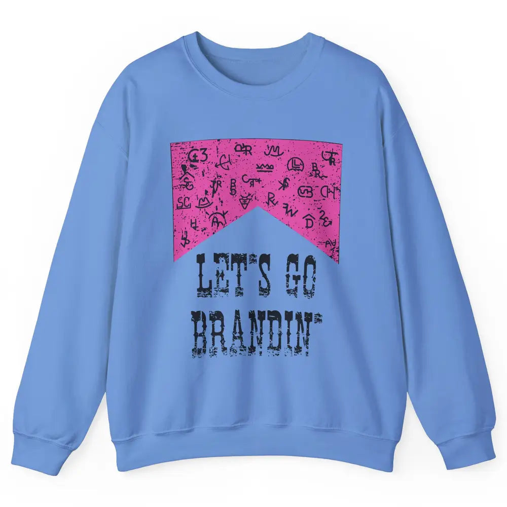 Retro Cowboy Hat Let's Go Brandin' Western Country Symbols Unisex Crewneck Sweatshirt