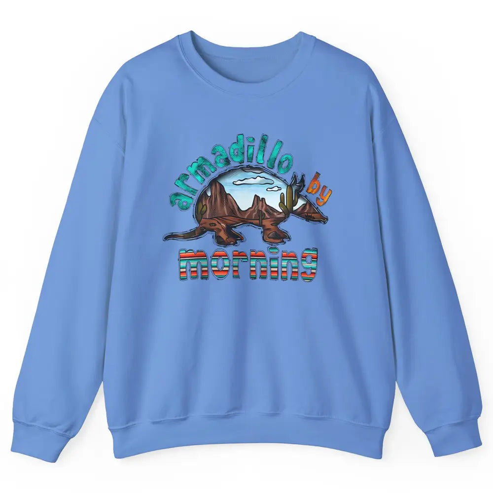 Retro Desert Sunset Armadillo By Morning Western Country Unisex Crewneck Sweatshirt