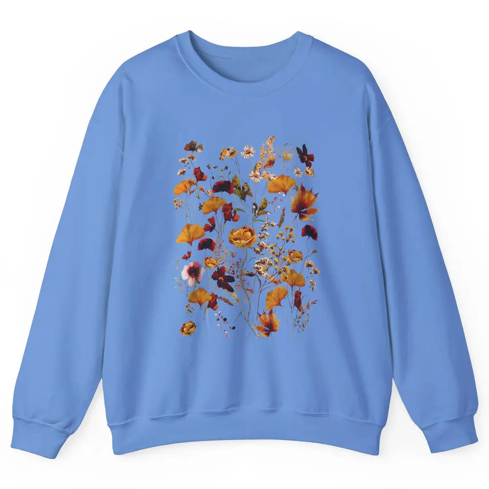 Pressed Flowers Plant Botanical Garden Wildflower Vintage Unisex Crewneck Sweatshirt