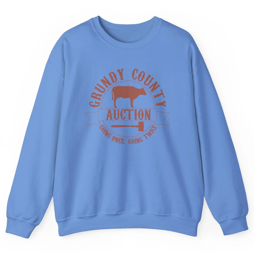 Retro Cow Cattle Grundy County Auction Western Country Farm Unisex Crewneck Sweatshirt